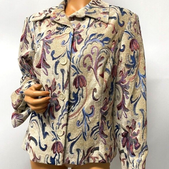 Oscar de la Renta Jackets & Blazers - Vtg oscar de la renta floral tapestry blazer coat sz 14